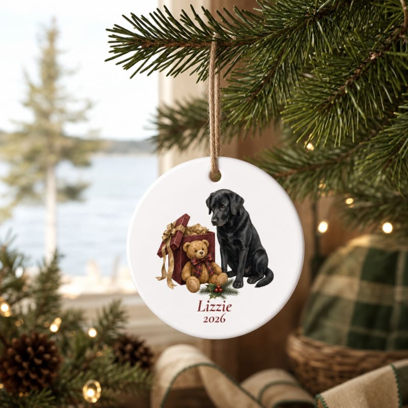 Personalized Labrador Retriever ornament with name and year