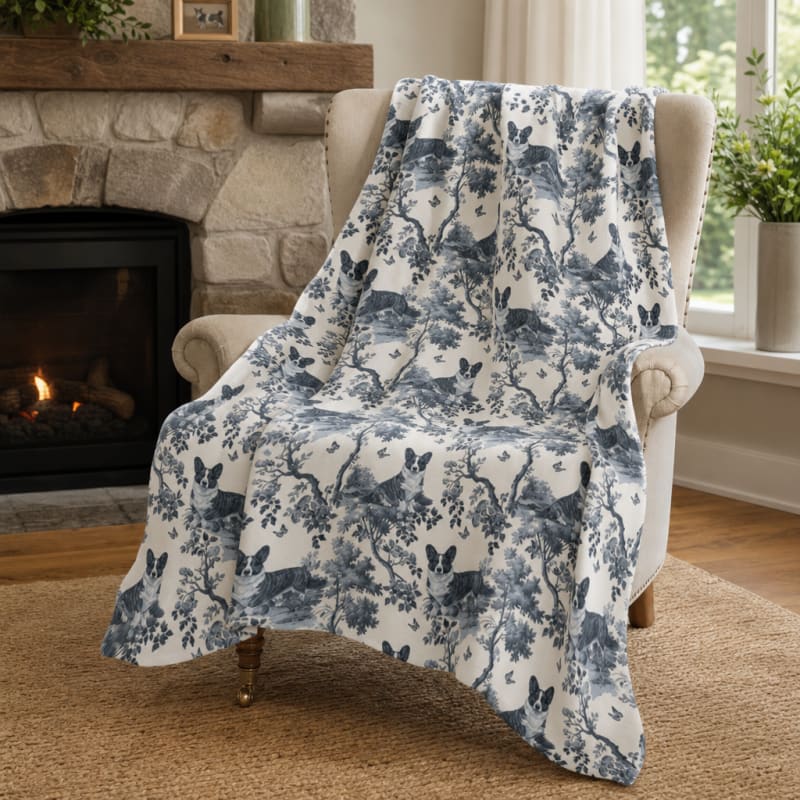 Corgi toile blanket, second colorway