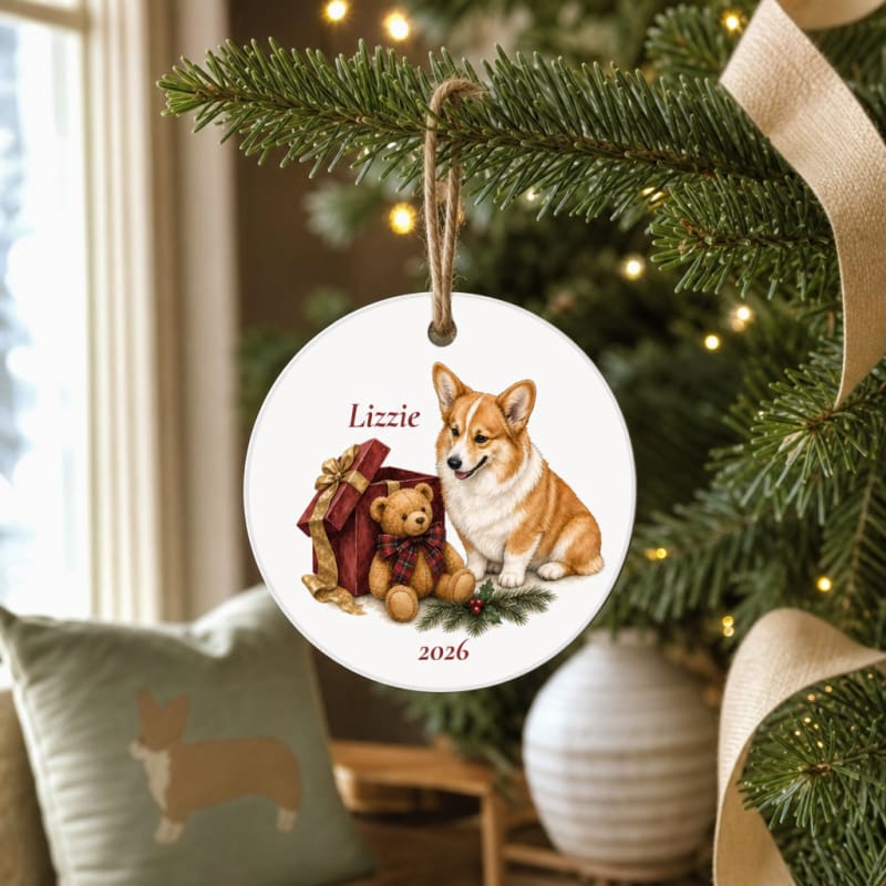 Personalized Corgi ornament with name and year