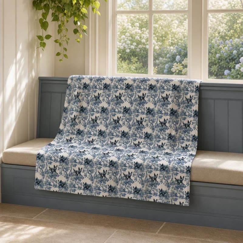 Australian Cattle Dog breed toile blanket on a window seat
