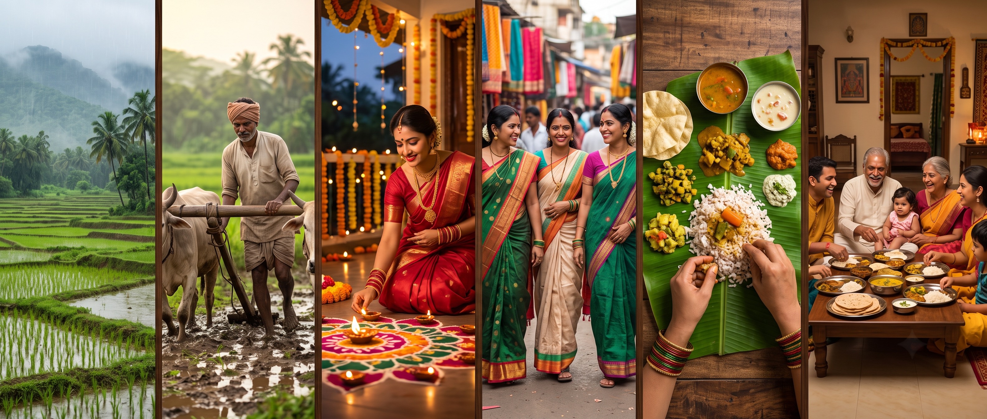 Panoramic view of India's ancient monuments, Himalayas, sacred rivers, and vibrant cultural traditions