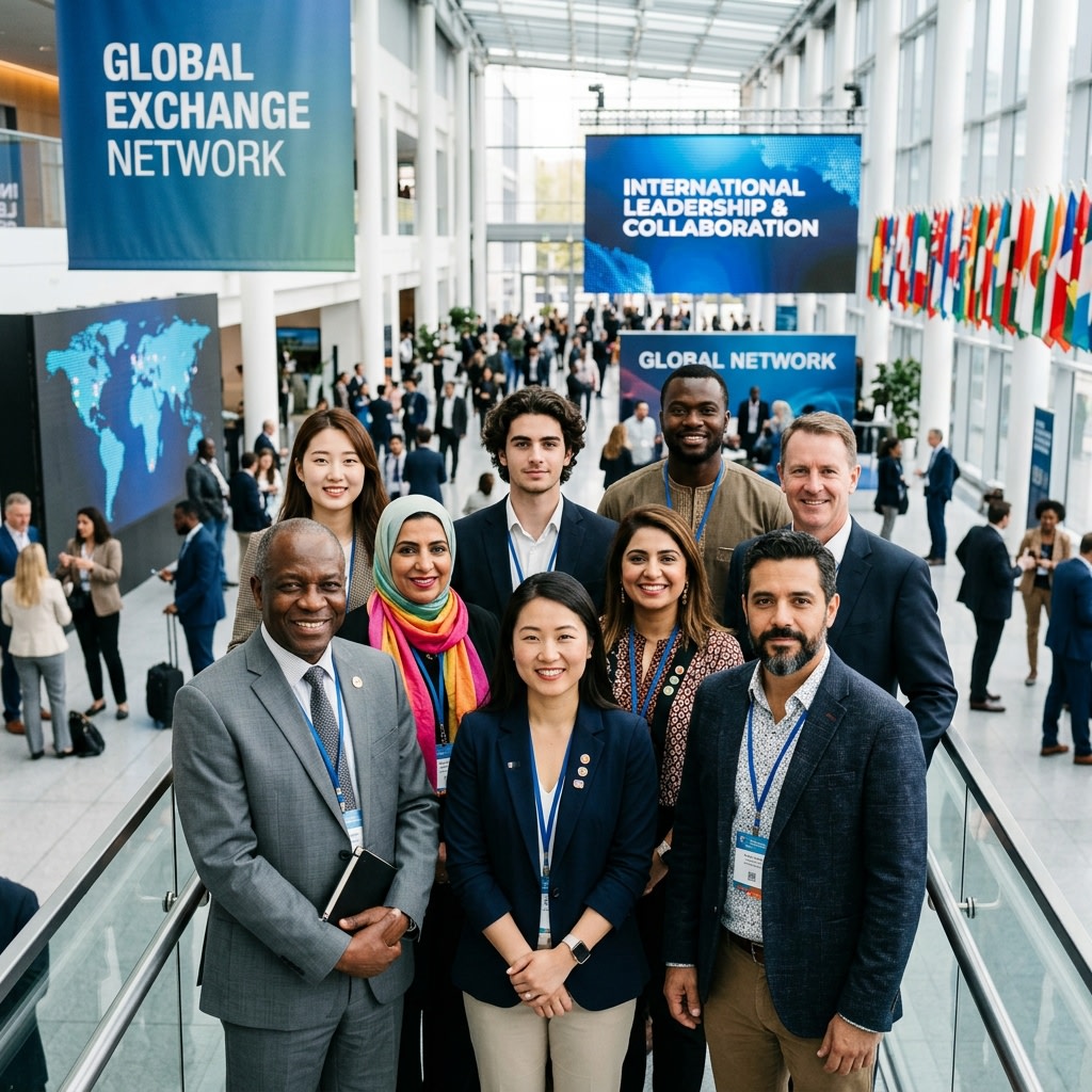 Inspiring portrait of a diverse group of international exchange leaders