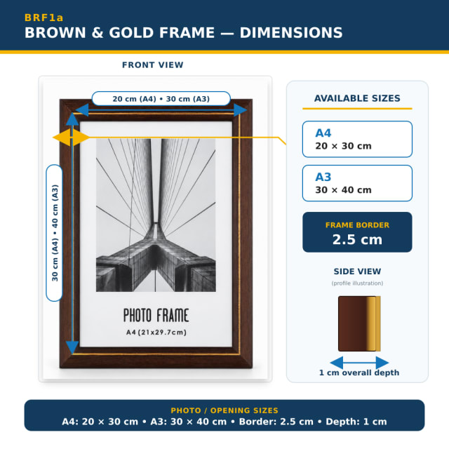 Brown & Gold Frame dimensions