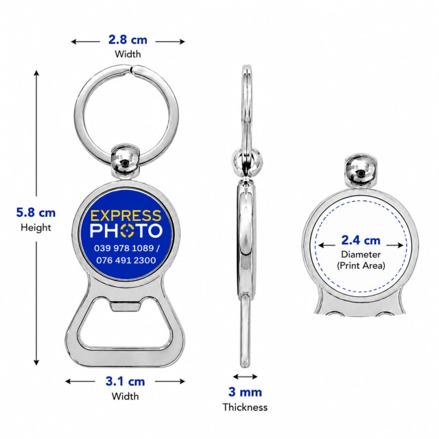 Bottle Opener Keyring dimensions