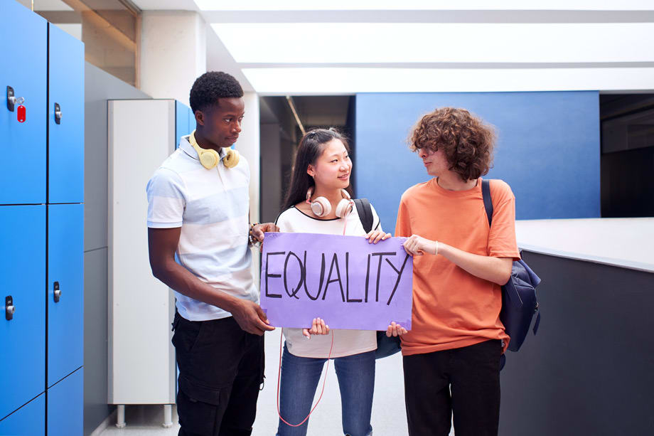 group of vce students discussing equality