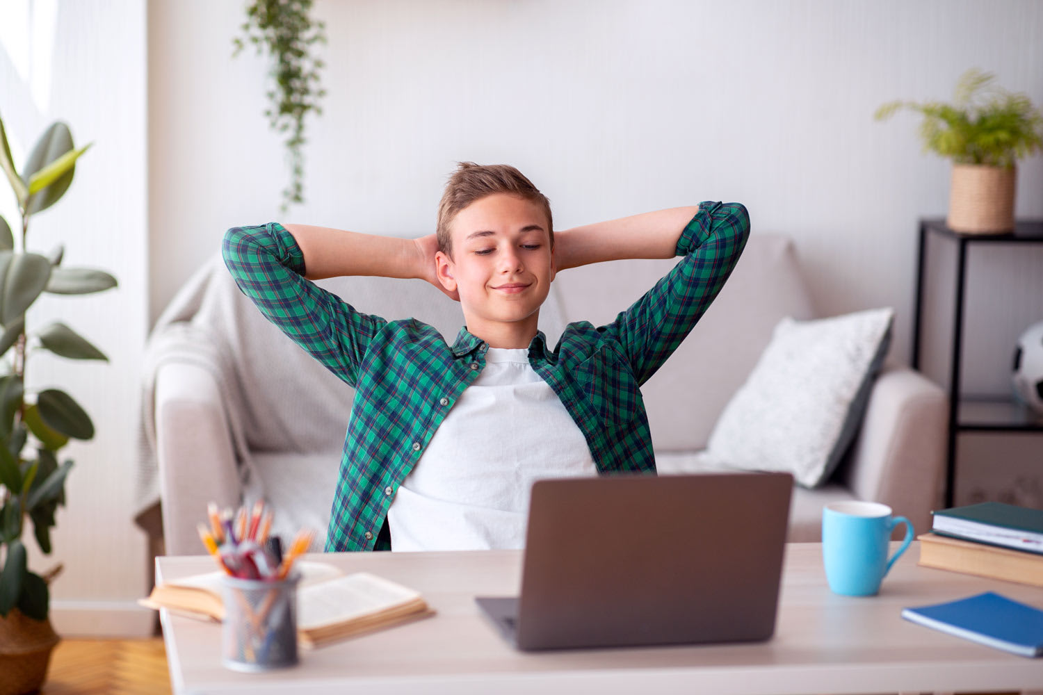 teenager learning how to get better at math at home