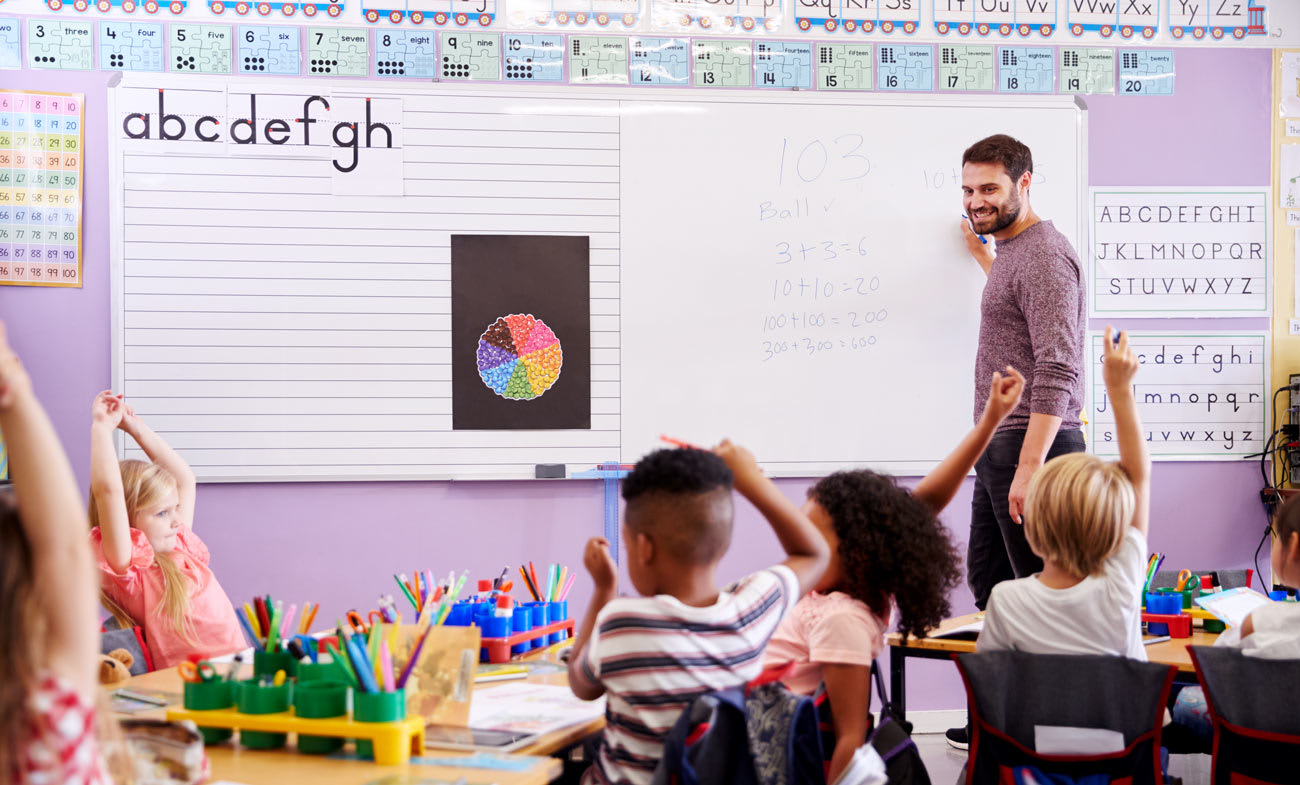 school teacher engaging class