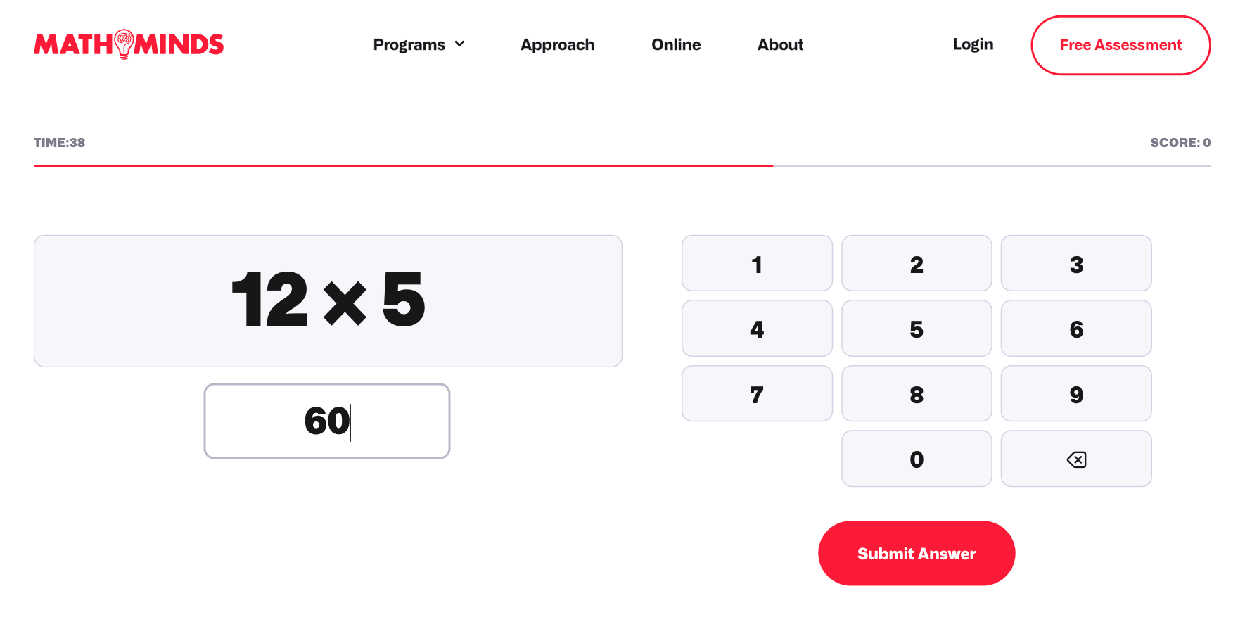 Times table speed test maths