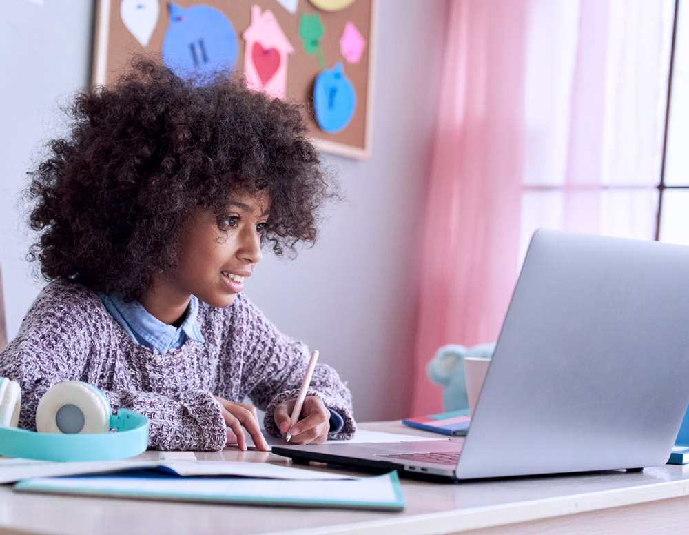 online tutoring session with a young student
