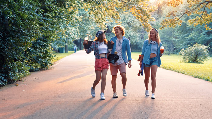 Relaxing with friends in a park