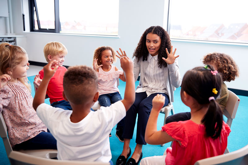 teacher engaging different students
