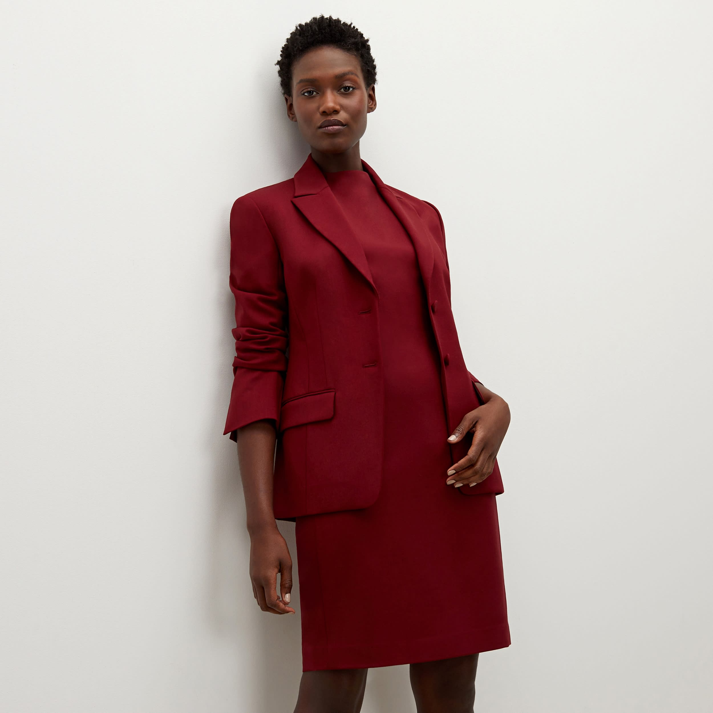 The Farnoosh Dress—Washable Wool Twill Bordeaux M.M.LaFleur