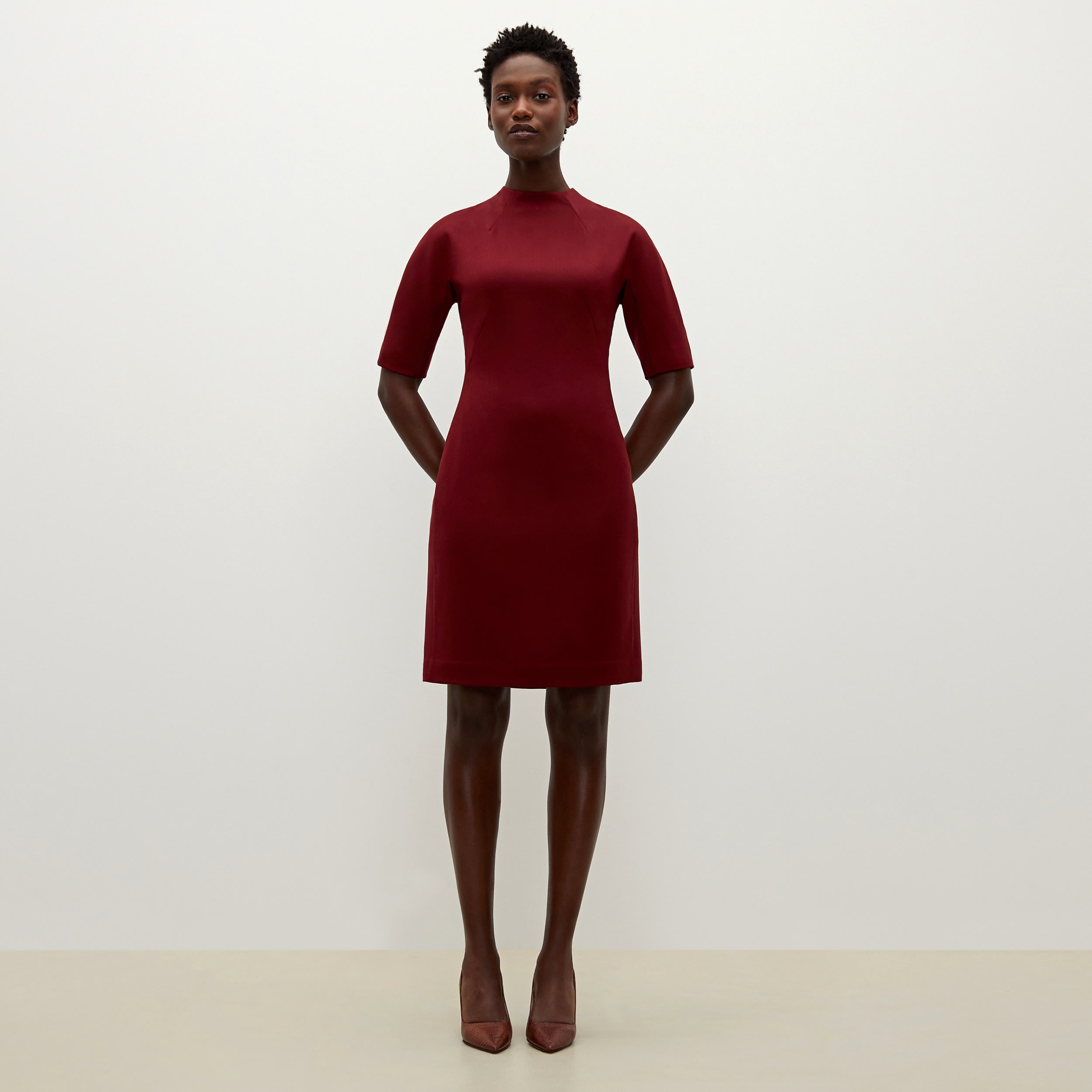The Farnoosh Dress—Washable Wool Twill Bordeaux M.M.LaFleur