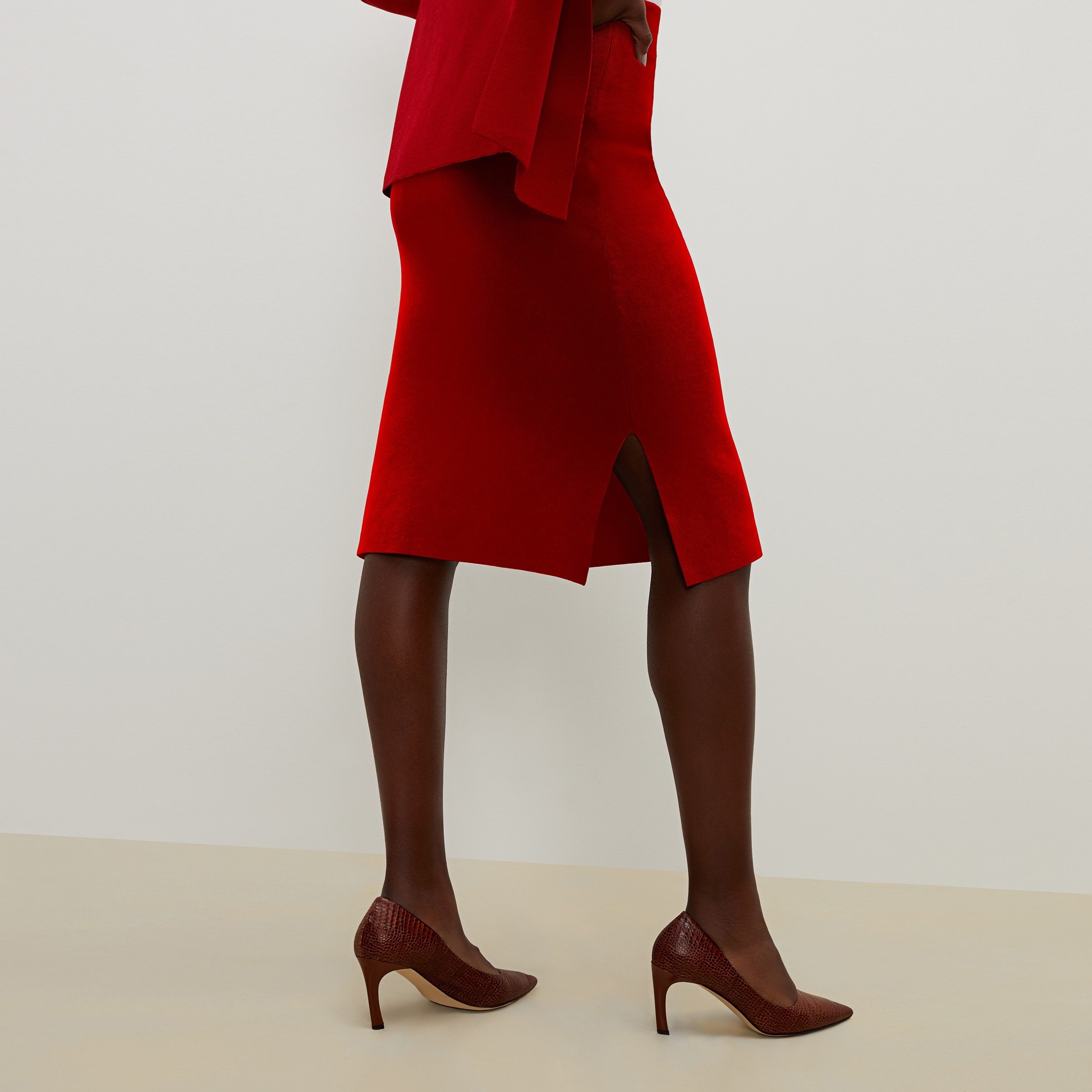 The Harlem Skirt—Jardigan Knit - Ruby Red | M.M.LaFleur