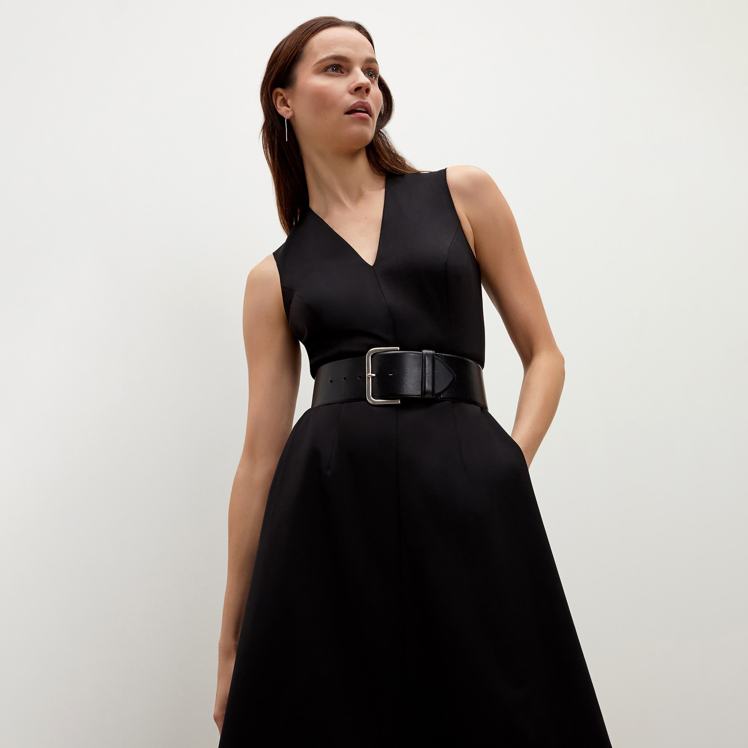 The Jaycie Dress—Washable Wool Twill Black M.M.LaFleur