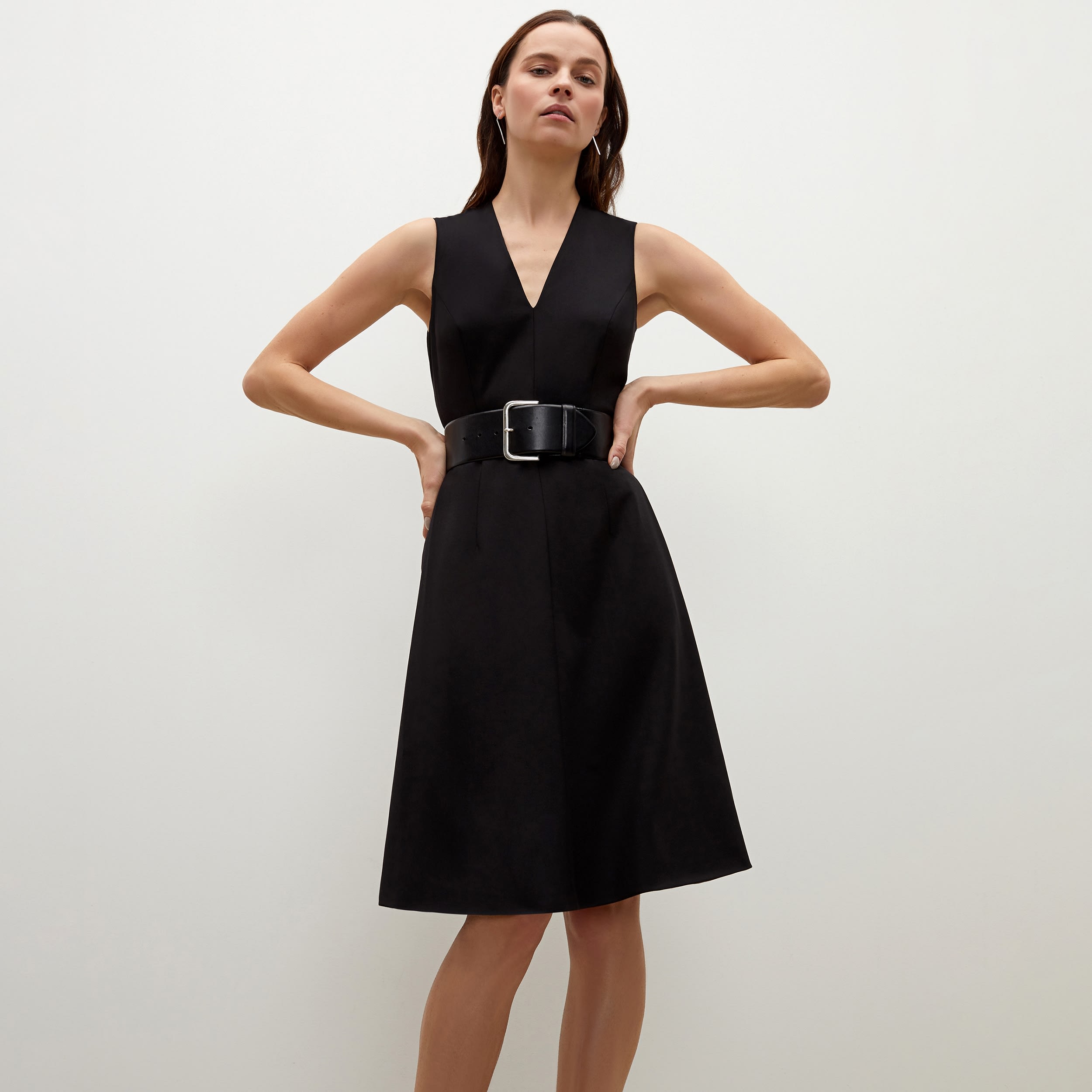 The Jaycie Dress—Washable Wool Twill Black M.M.LaFleur