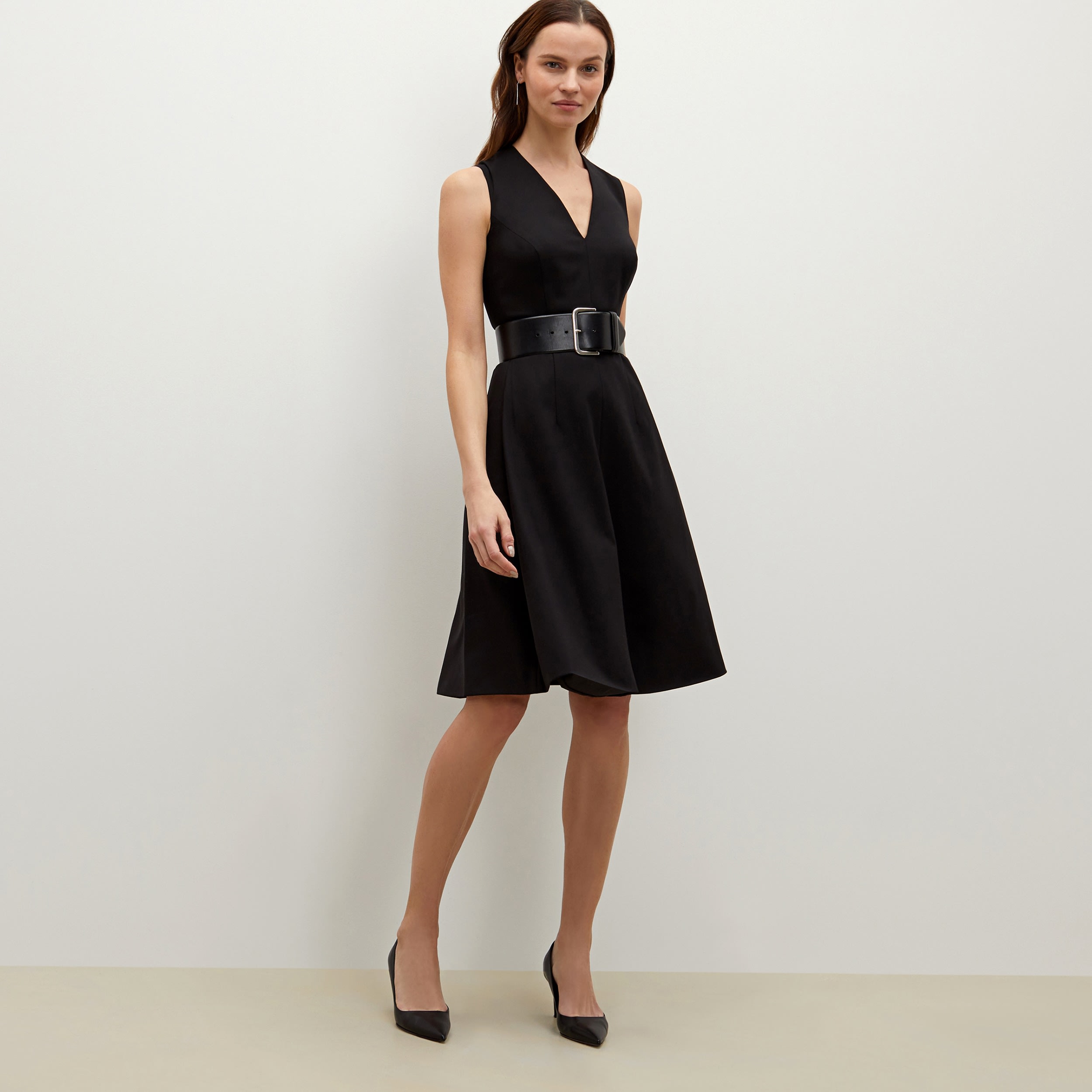 The Jaycie Dress—Washable Wool Twill Black M.M.LaFleur