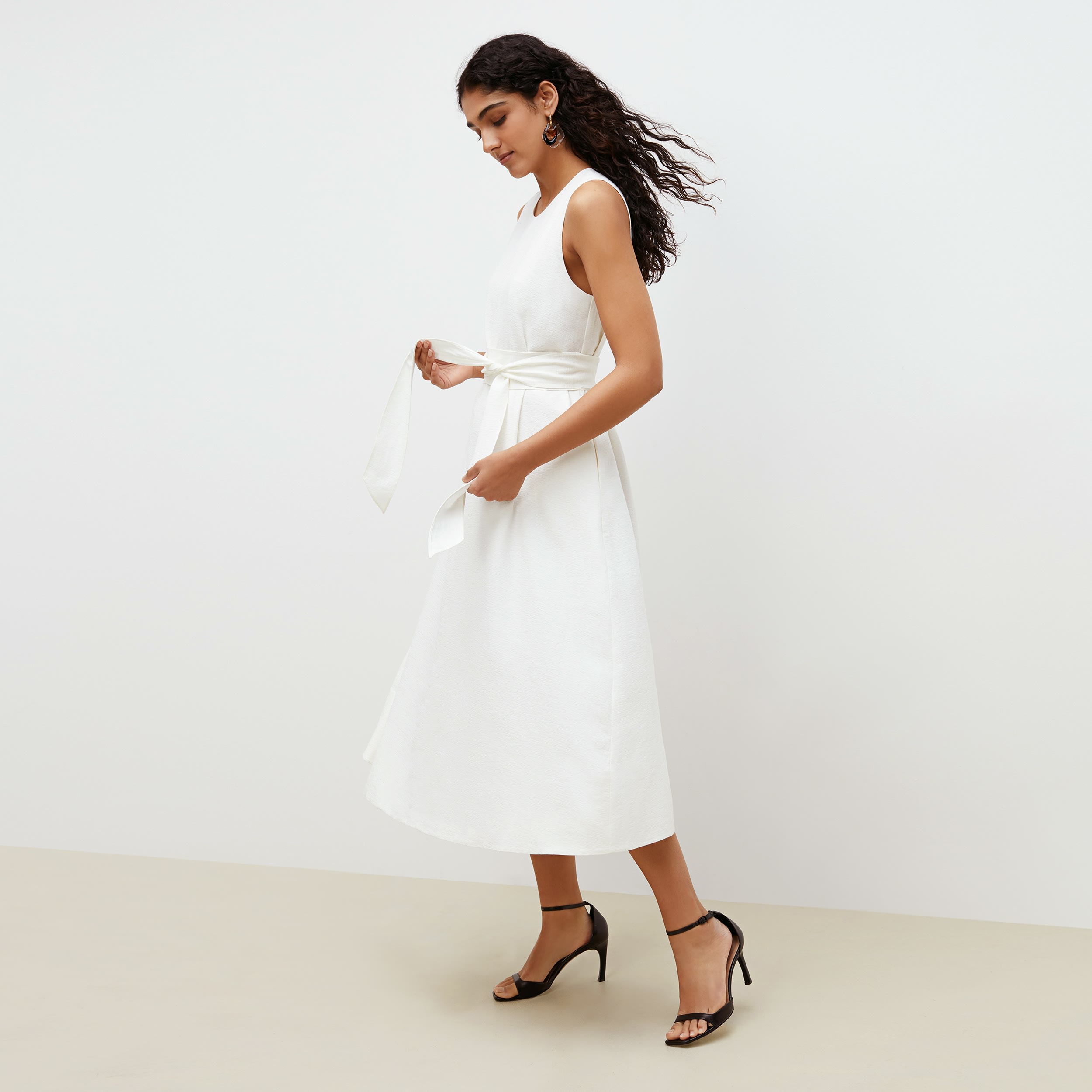 The Fatima Dress—Textured Voile - Porcelain | M.M.LaFleur