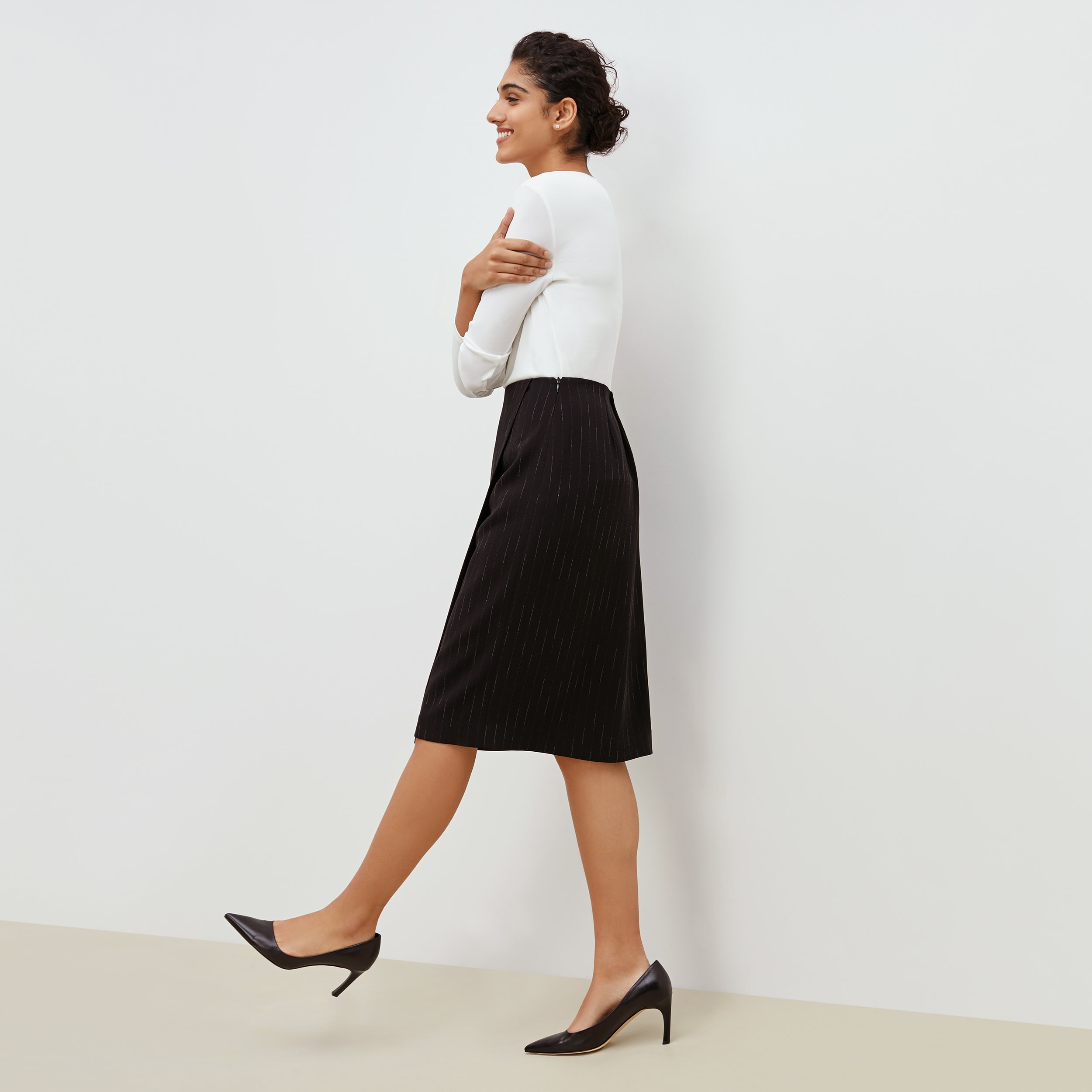 The Logan Skirt—Faded Stripe - Black / White | M.M.LaFleur