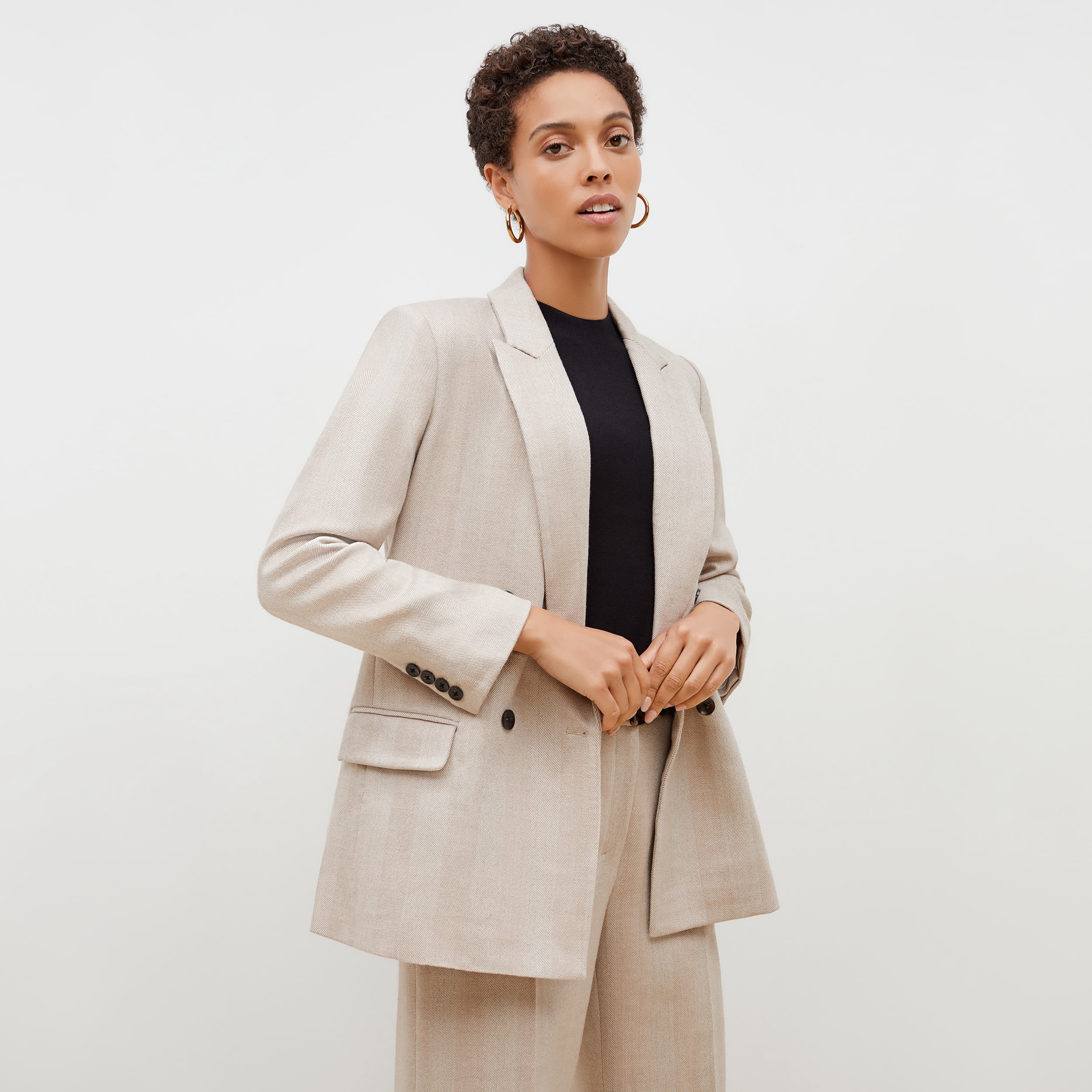 The O'Hara Blazer—Wool Herringbone - Ivory / Biscuit | M.M.LaFleur