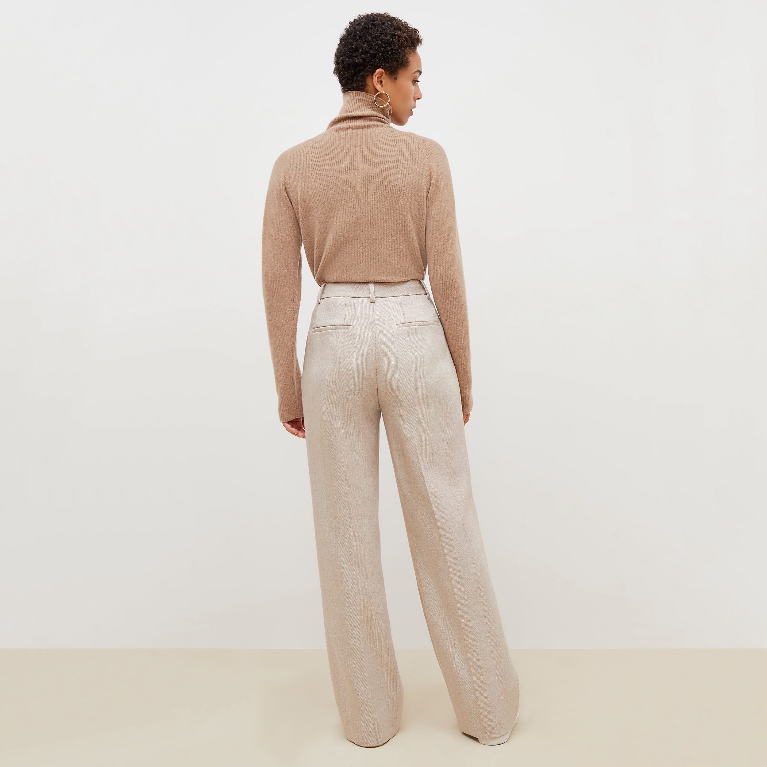 The Tinsley Trouser—Wool Herringbone - Ivory / Biscuit | M.M.LaFleur