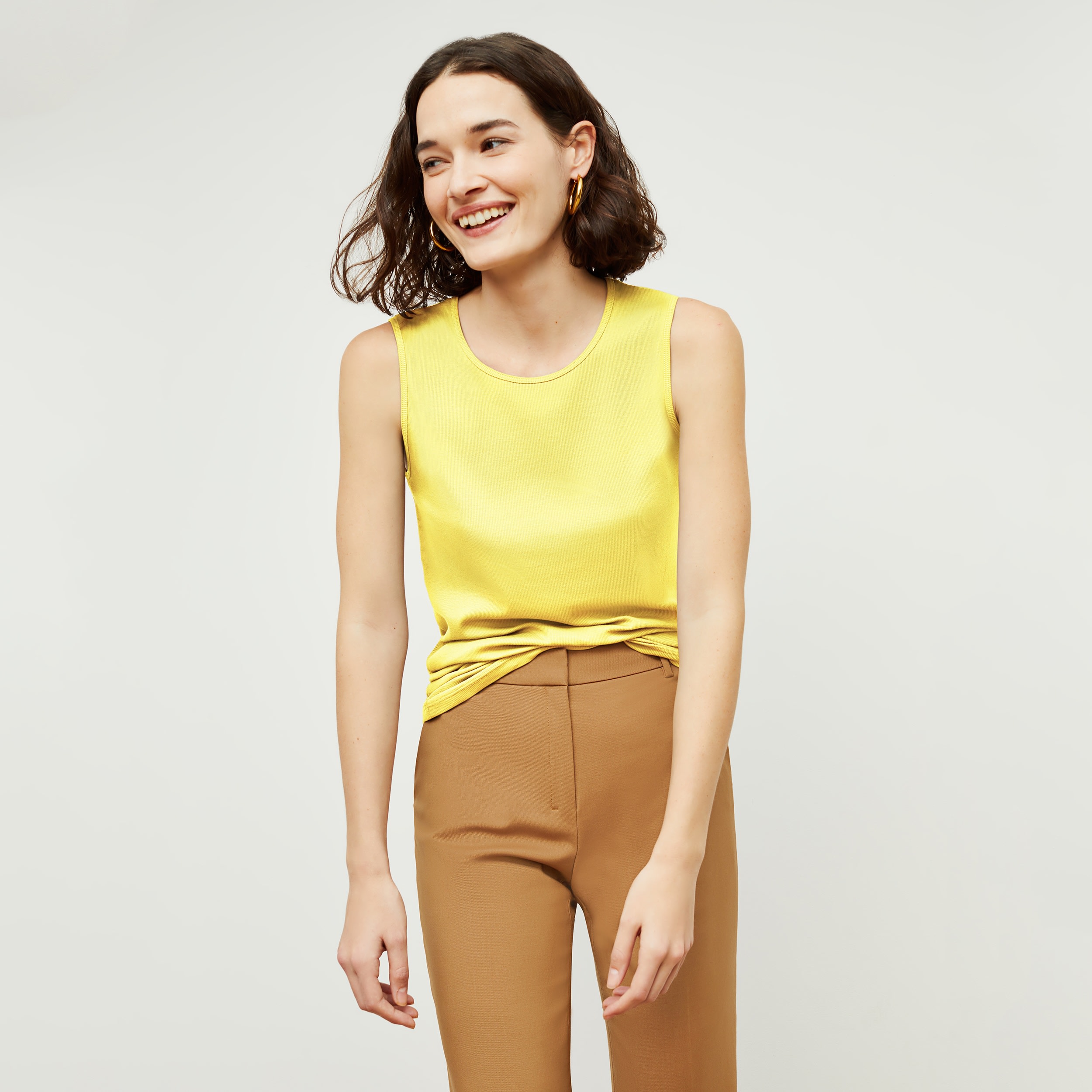 The Paige T-Shirt—Fine Ribbed Cotton - Sunshine | M.M.LaFleur