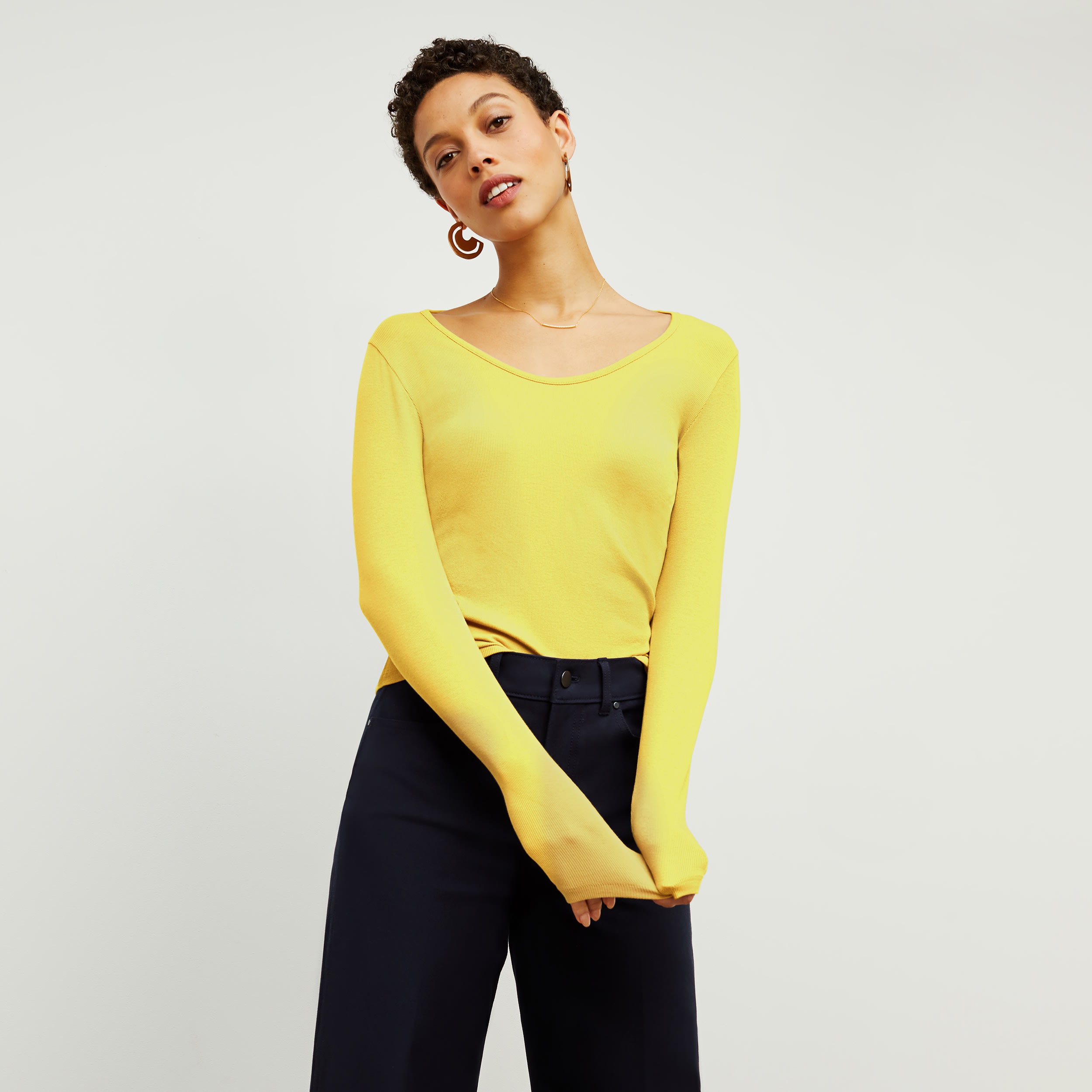 The Marcia T-Shirt—Fine Ribbed Cotton - Sunshine | M.M.LaFleur