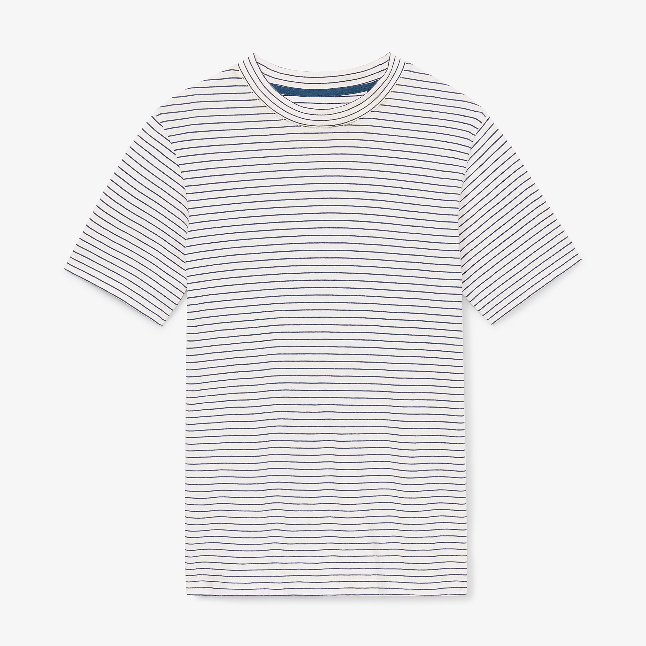 The Leslie T-Shirt—Thin Striped Cotton - Ivory / Coastline | M.M.LaFleur