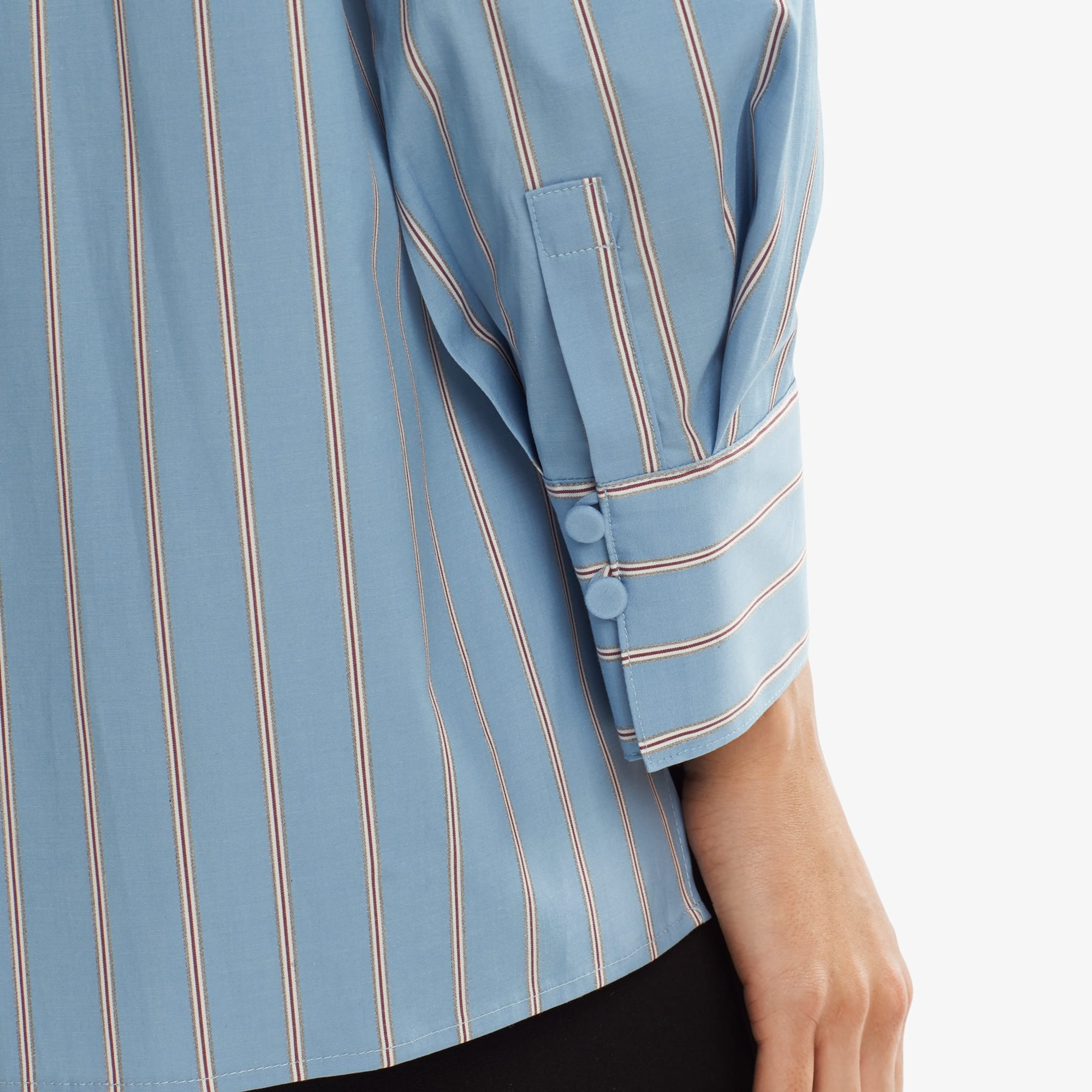 The Virginia Top—Poplin Stripe - Blue Stripe | M.M.LaFleur