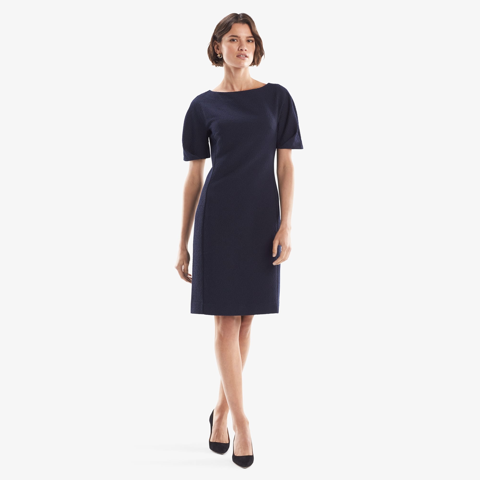 The Susanna Dress—Pebble Jacquard - Black / Navy | M.M.LaFleur