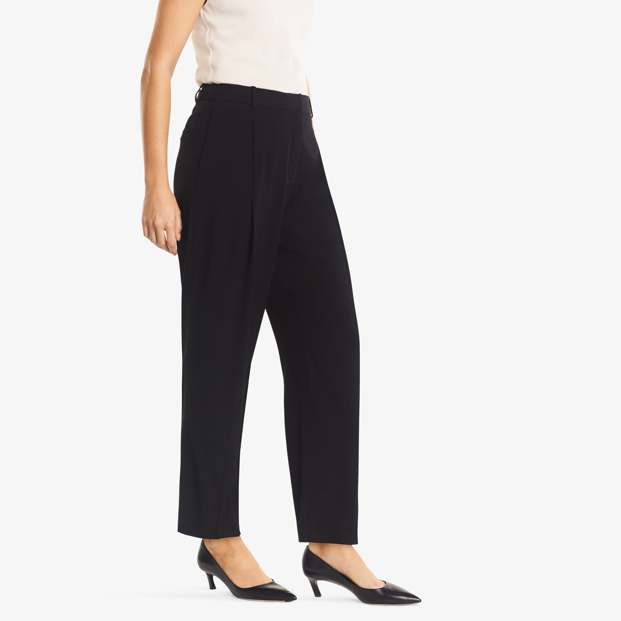 The Elliott Trouser—Crinkle Crepe - Black Crinkle Crepe | M.M.LaFleur