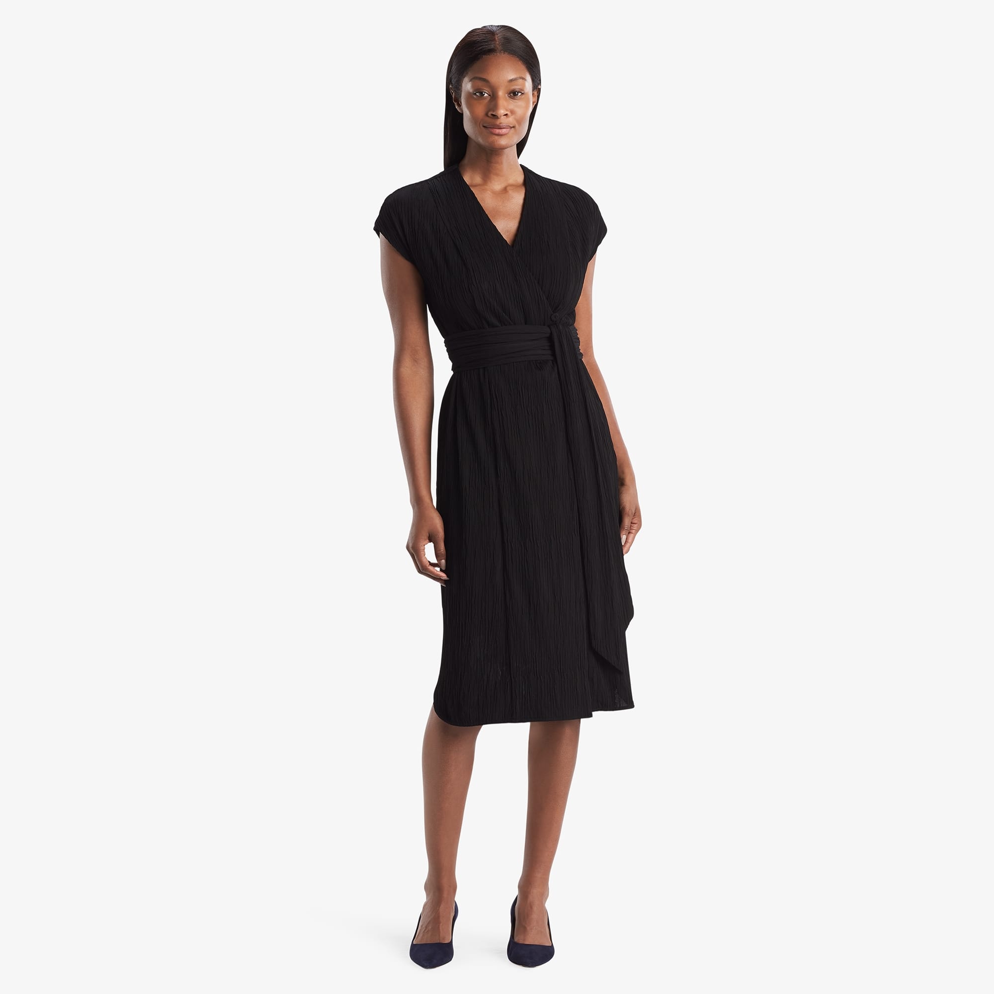 Black jersey pleated dress clearance