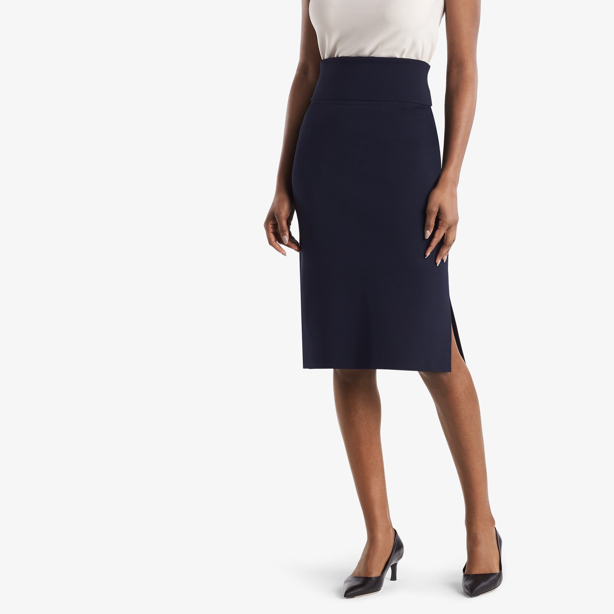 The Harlem Skirt—Jardigan Knit - Navy | M.M.LaFleur