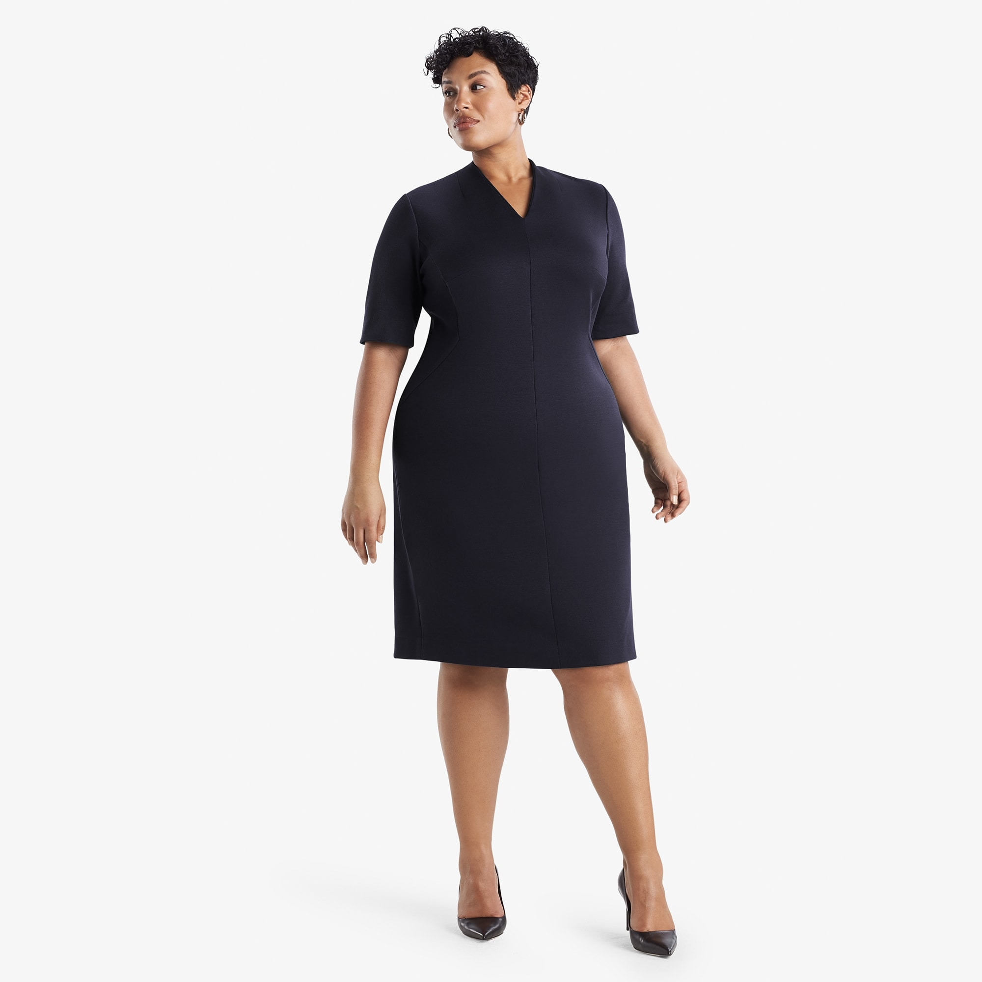 The Heidi Dress—Textured Ponte - Galaxy Blue | M.M.LaFleur