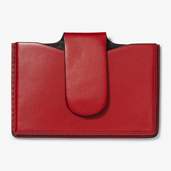 red leather card case