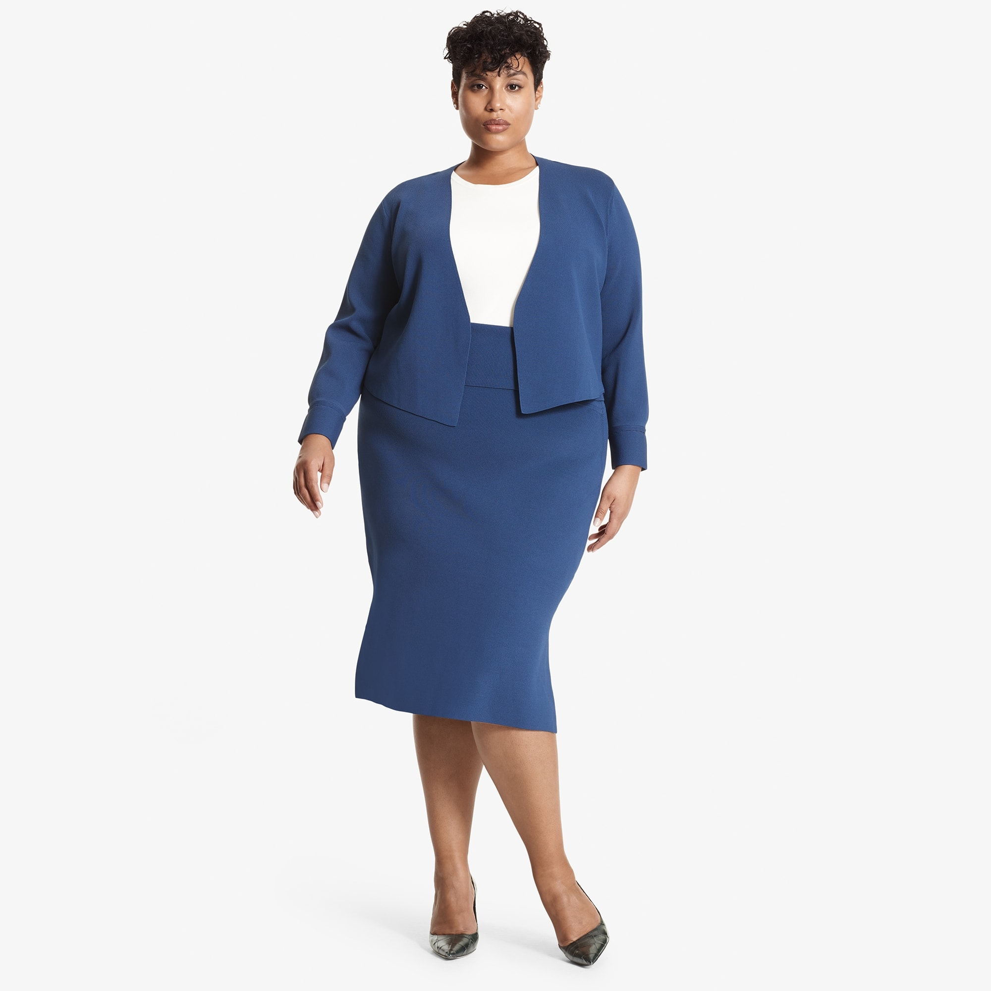 The Harlem Skirt—Jardigan Knit - Regent Blue | M.M.LaFleur
