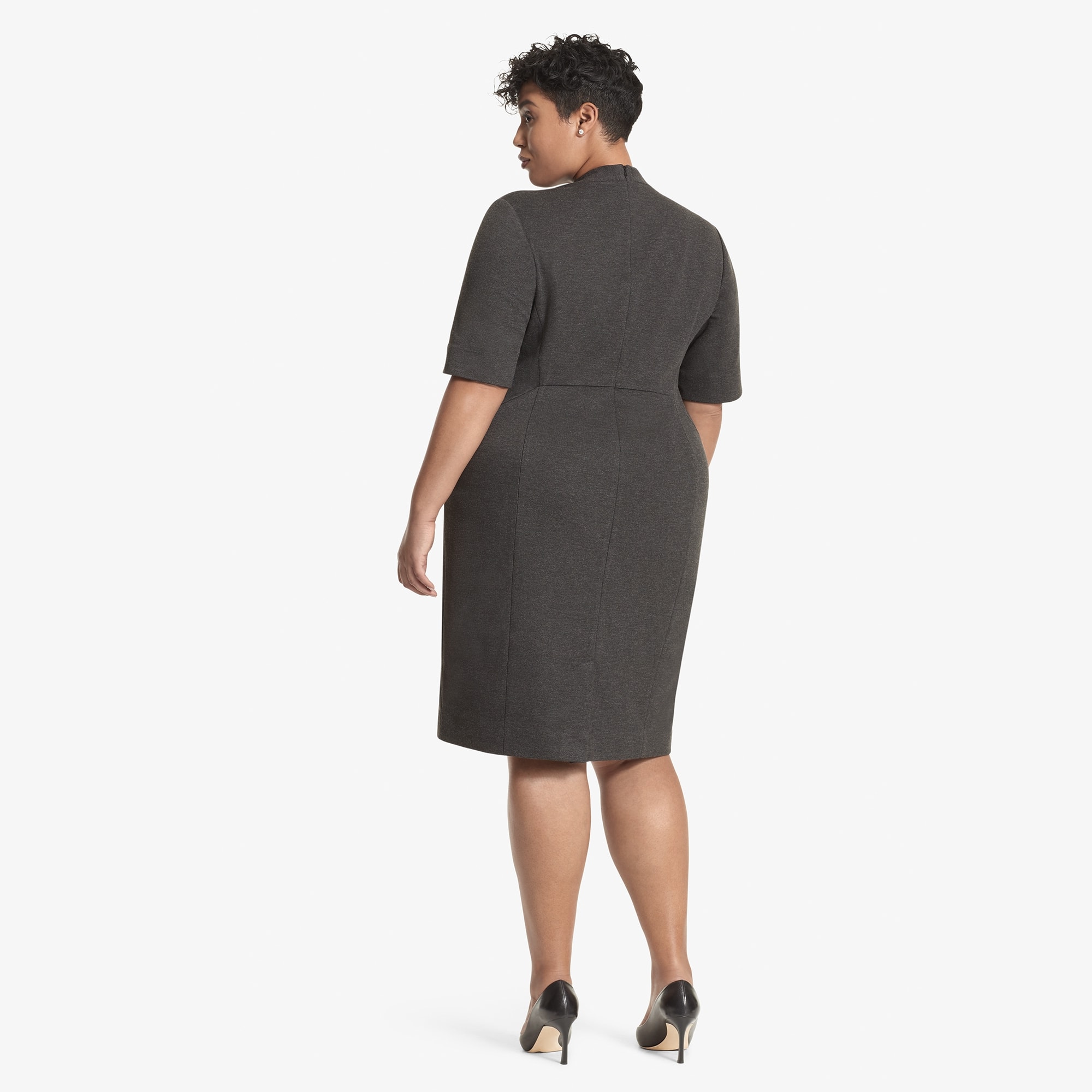 The Heidi Dress—Textured Ponte - Charcoal | M.M.LaFleur