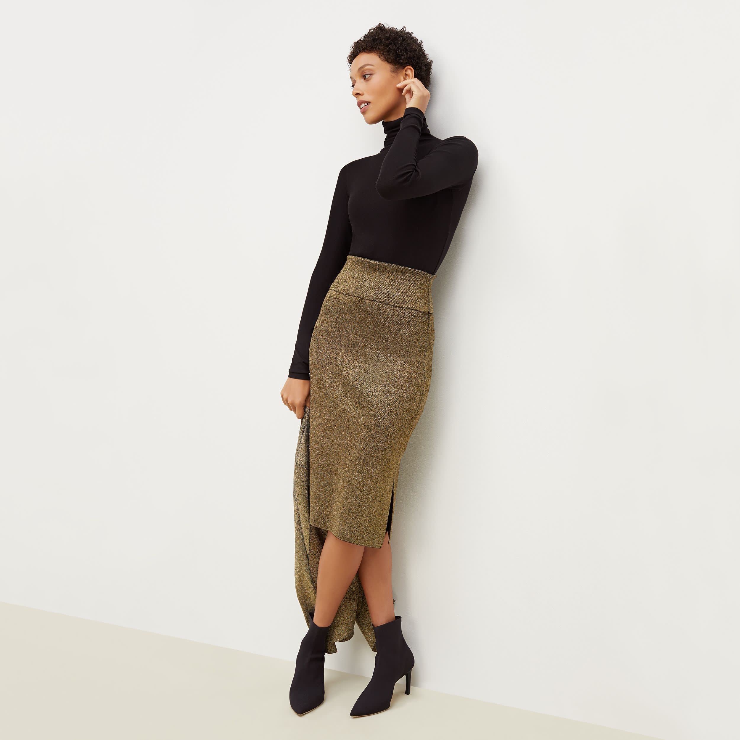 The Harlem Skirt—Gold Knit - Black / Gold | M.M.LaFleur