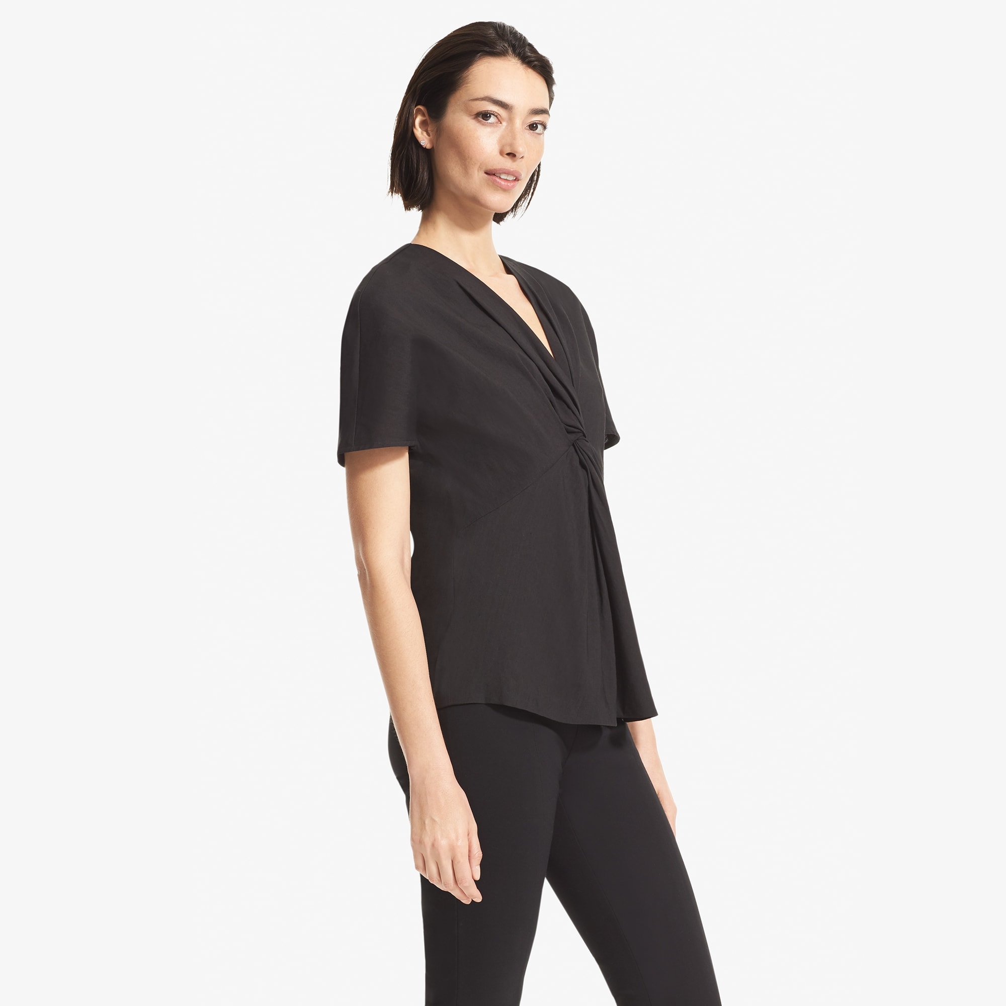 The Paddi Top—Stretch Linen - Black | M.M.LaFleur