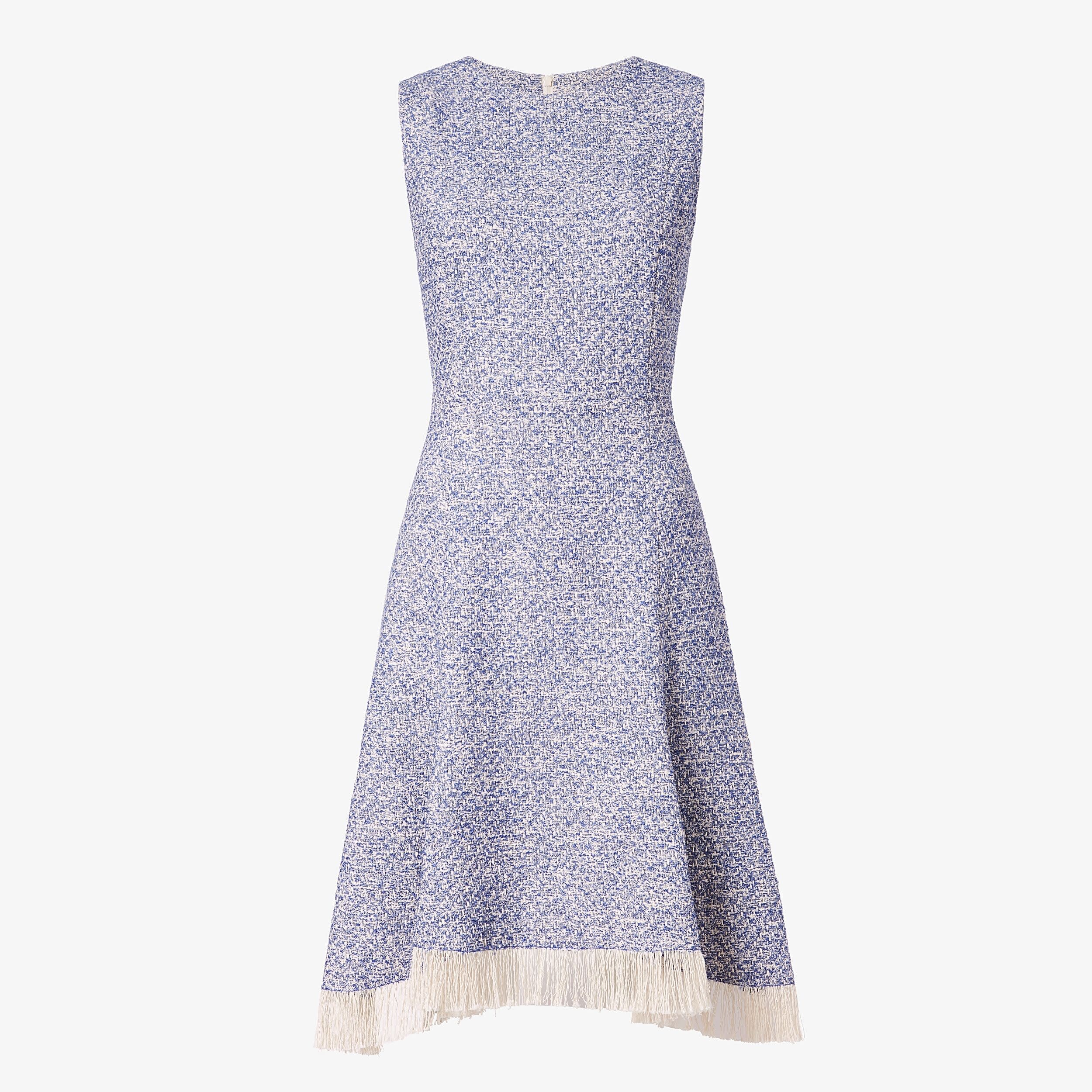 The Lindsay Dress—Cotton Boucle - Lapis / Ivory | M.M.LaFleur