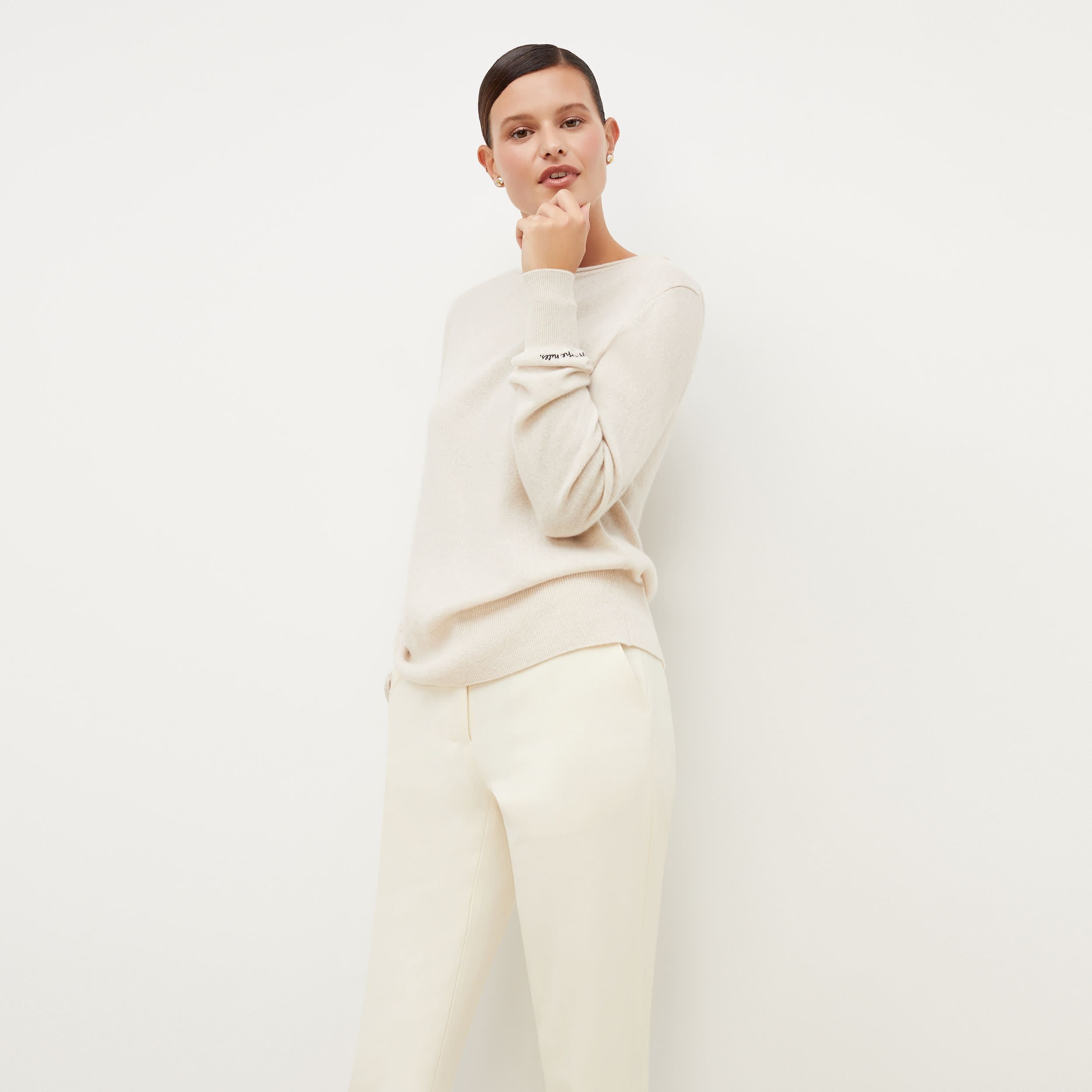The Marnie Sweater—Cashmere - Ivory Melange | M.M.LaFleur
