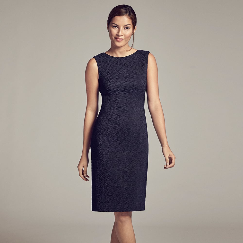 The Alexa Dress—Pebble - Black / Navy | M.M.LaFleur