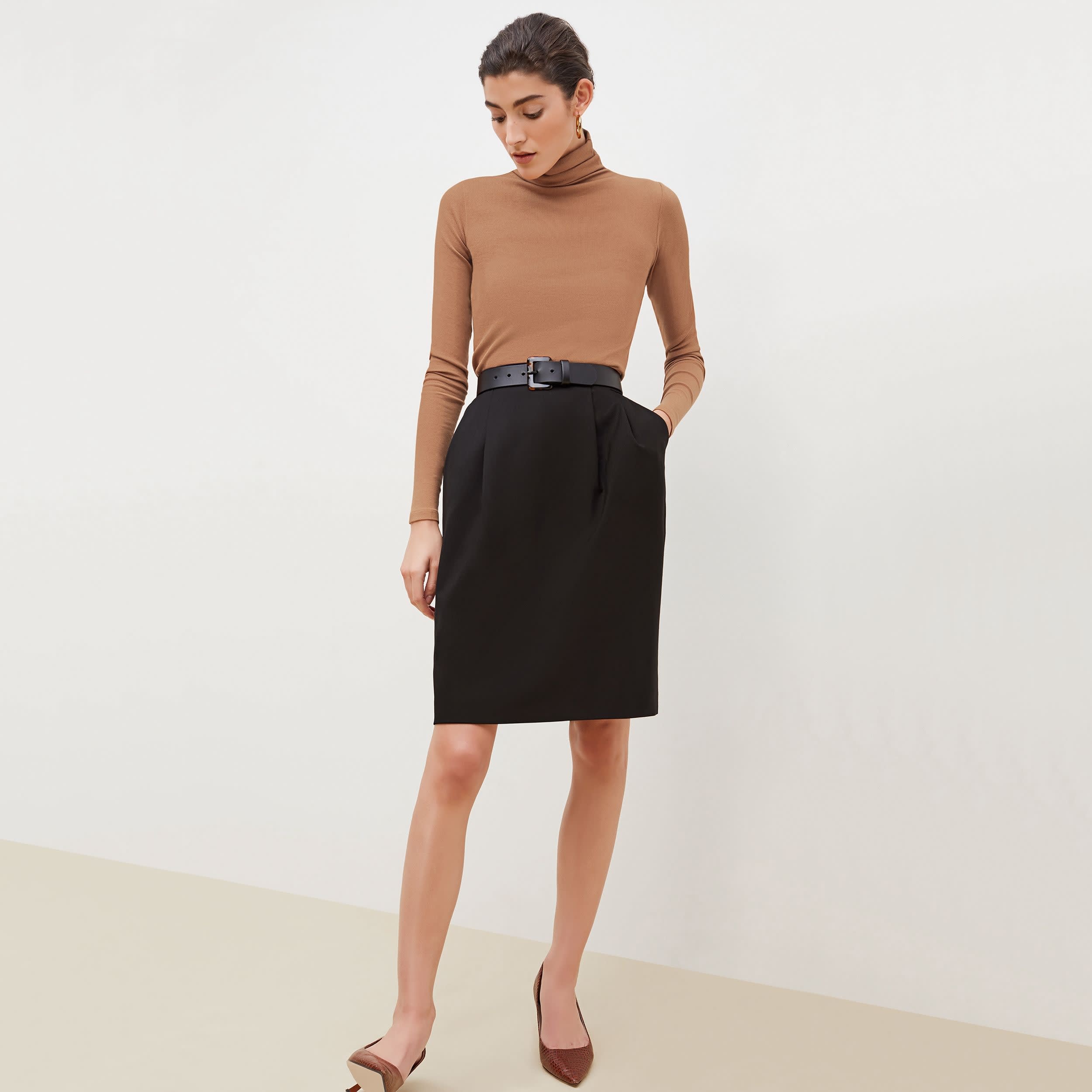 The Remy Skirt—Washable Wool Twill - Black | M.M.LaFleur