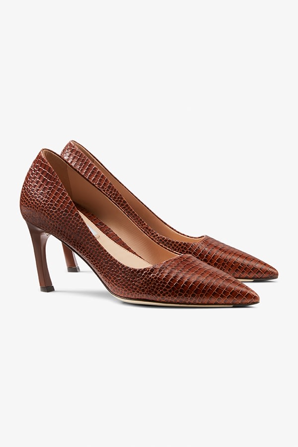 croc embossed pumps