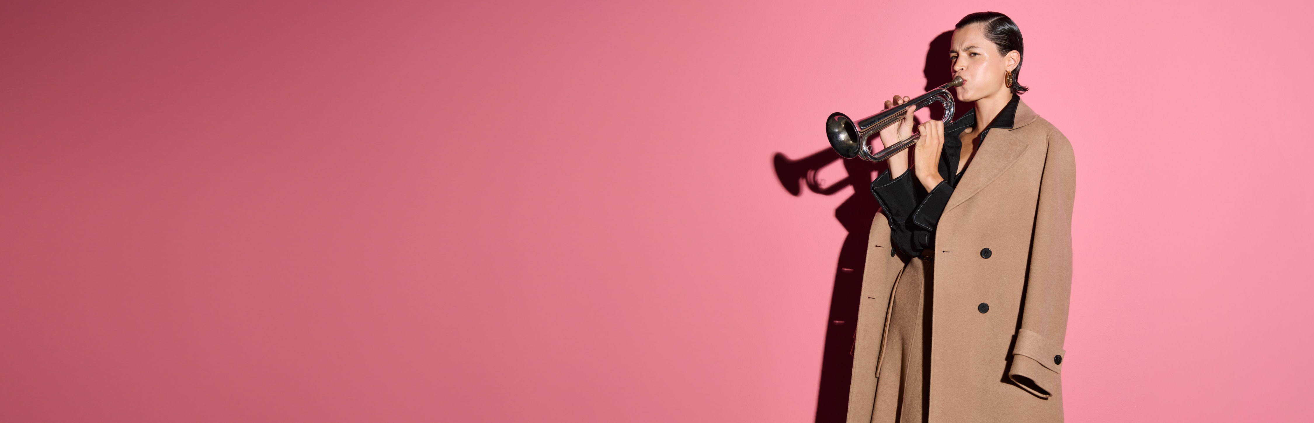 two women wearing camel double face wool