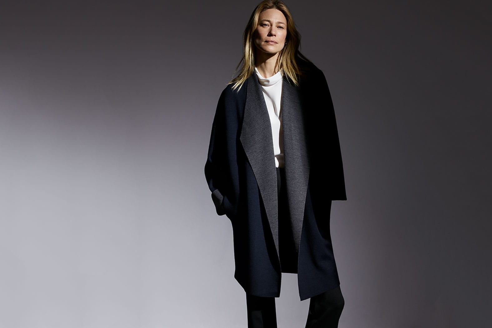 Woman wearing the Dougherty sweater