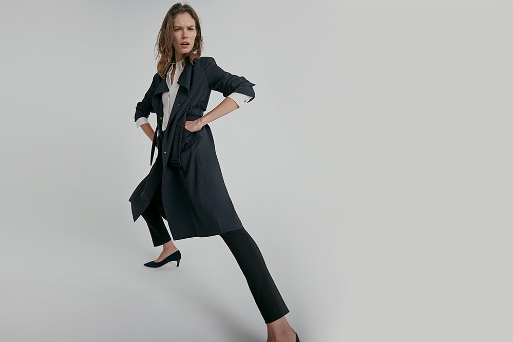 Woman wearing the Osborn trench