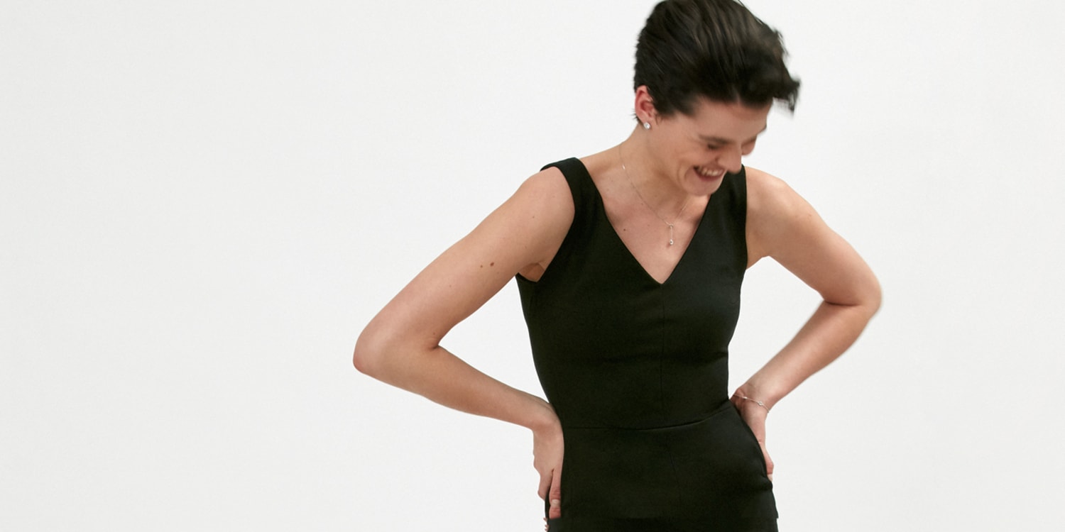 black sleeveless work dress