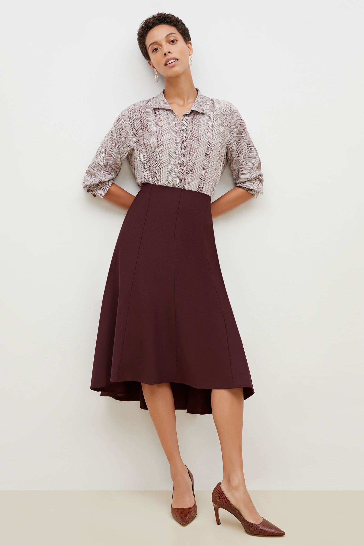 Melrose Skirt - Sharkskin :: Mink
