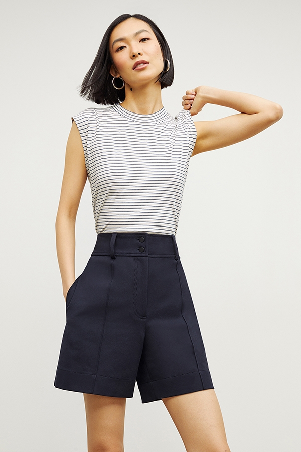 Alina T-Shirt - Striped Pima Cotton :: Navy / Ivory – M.M.LaFleur